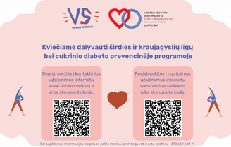 Kviečiame dalyvauti širdies ir kraujagyslių ligų bei cukrinio diabeto prevencinėje programoje