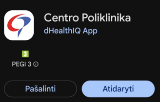 Svarbi informacija dėl Centro poliklinikos programėlės